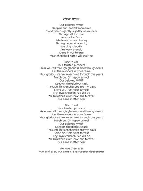 vmuf hymn lyrics|VMUF Hymn .